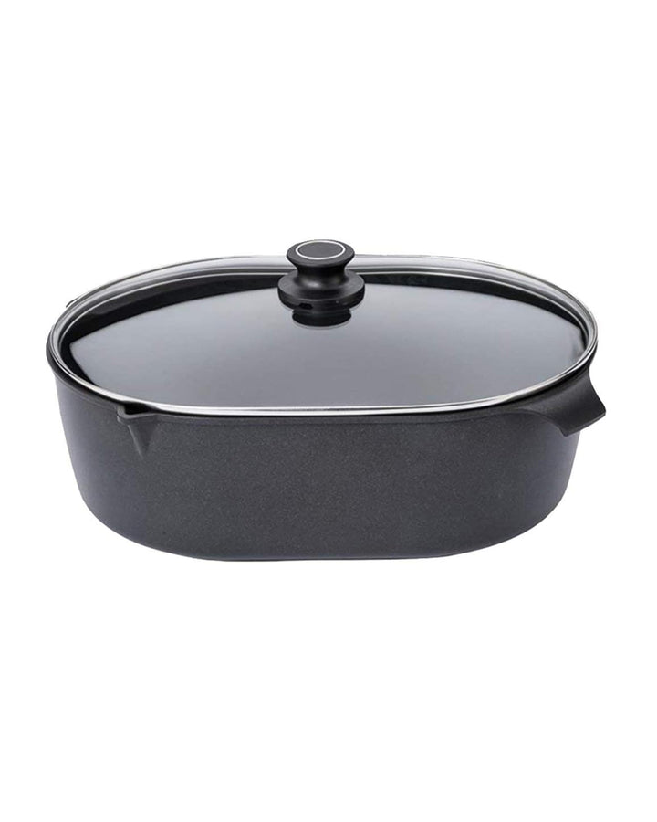 Set Original Gundel GUSS BRÄTER mit Glasdeckel Gigante klein INDUKTION, 32 x 22 x 12,5 cm, Gussbräte