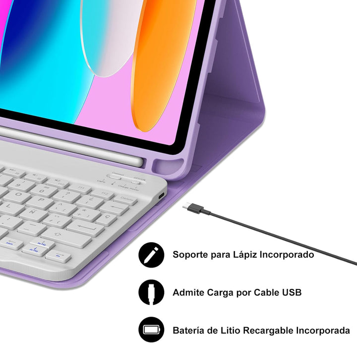 Schutzhülle mit Tastatur für iPad A16 11. Generation 2025/10. Generation 2022, kabellose Bluetooth-T