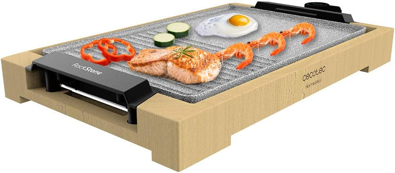 Cecotec Elektrogrill Tasty&Grill 2000 Bamboo MixStone. 2000 W, Bambusstruktur, Einstellbarer Thermos