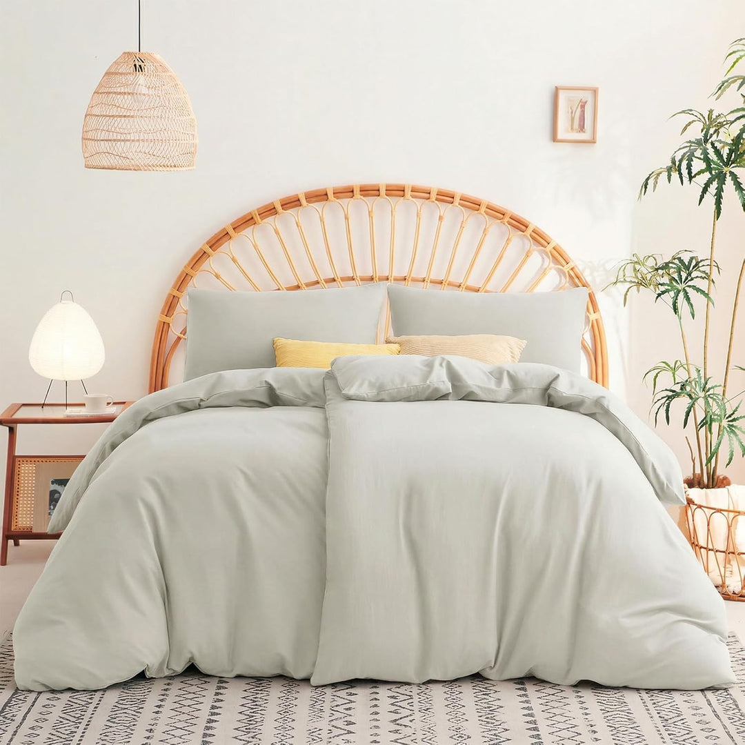 WAVVE Bettwäsche 200x200 3 teilig Beige - Bettbezug 200 x 200 Set mit Kissenbezüge 80x80 cm, Bettwäs