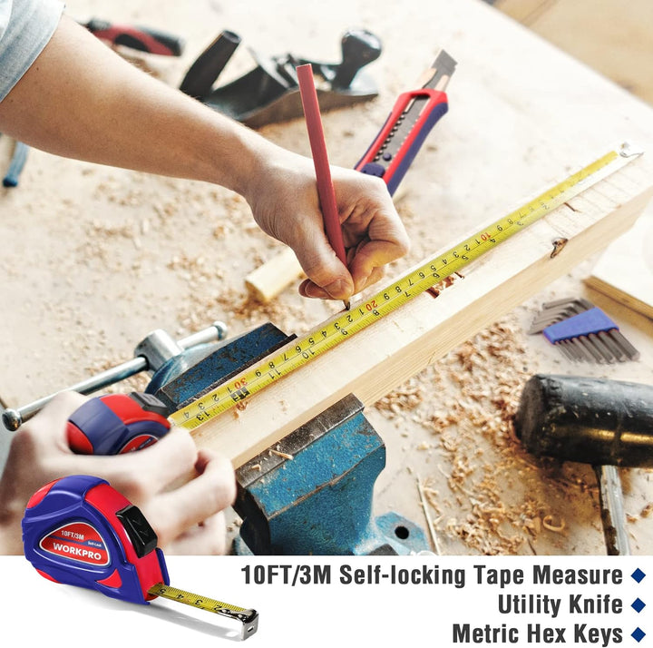 WORKPRO Werkzeugset 35tlg. Werkzeugsatz, Werkzeugkoffer bestückt, tägliche Werkzeuge, mit Schraubend