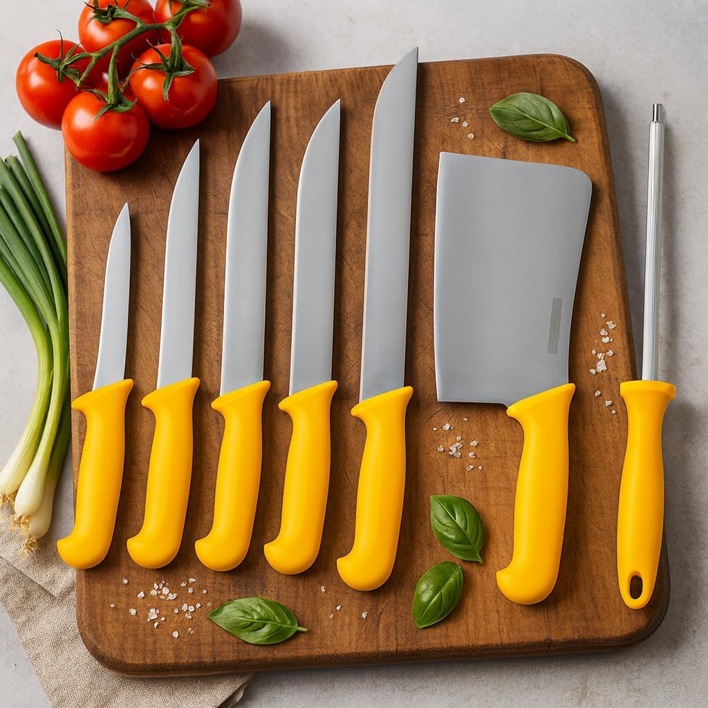 Profi Fleischermesser Set aus Edelstahl - Scharfes Metzgermesser Set bestehend aus 2x Fleischermesse