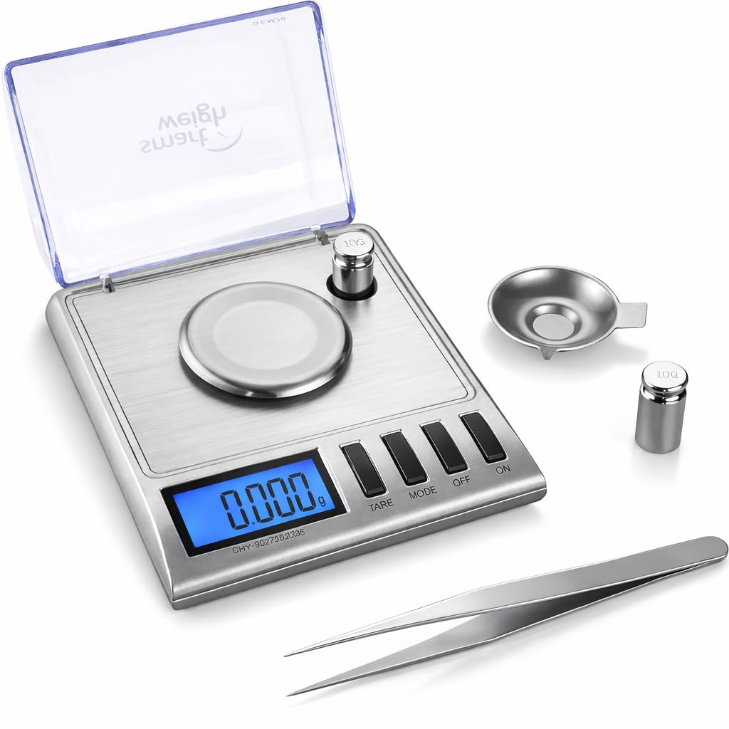 Smart Weigh Digitale Taschenwaage, Feinwaage, Goldwaage, 20 x 0,001 g, Mit Tara-Funktion, Kalibrierg