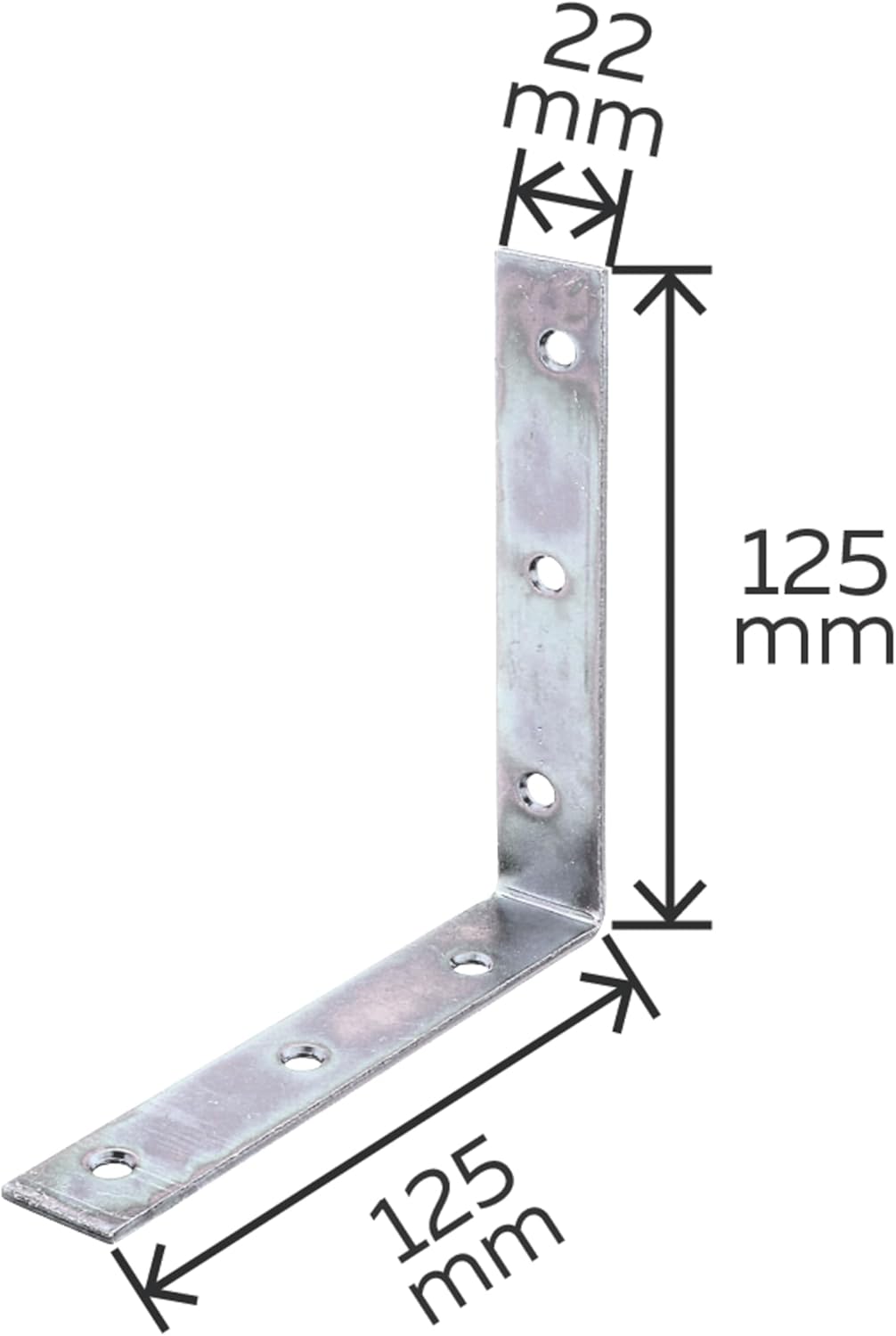 Stuhlwinkel, 125 x 125 x 22 mm / 40 Stk., Oberflaeche: galvanisch gelb verzinkt, 125 x 125 x 22 mm /