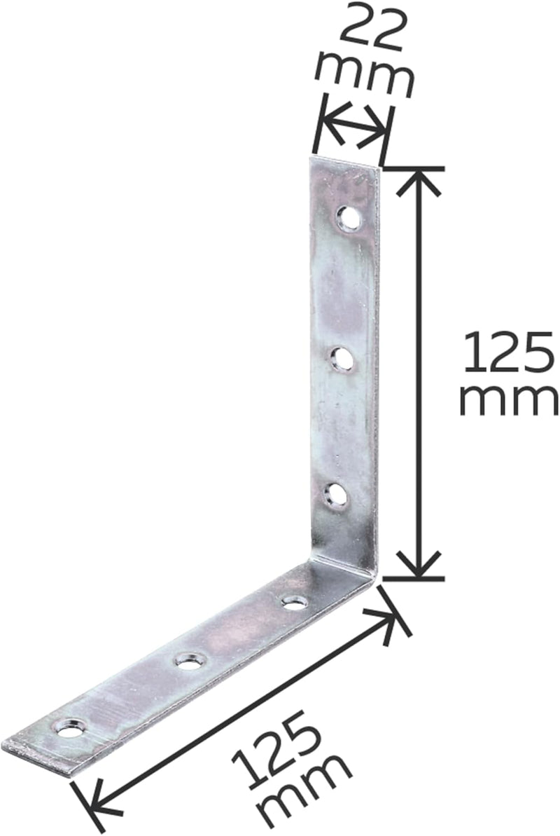 Stuhlwinkel, 125 x 125 x 22 mm / 40 Stk., Oberflaeche: galvanisch gelb verzinkt, 125 x 125 x 22 mm /