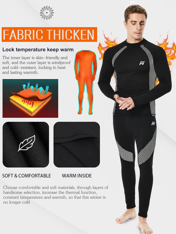 Herren Thermounterwäsche Herren Funktionsunterwäsche Atmungsaktiv Thermo Unterwäsche Baselayer-Set S
