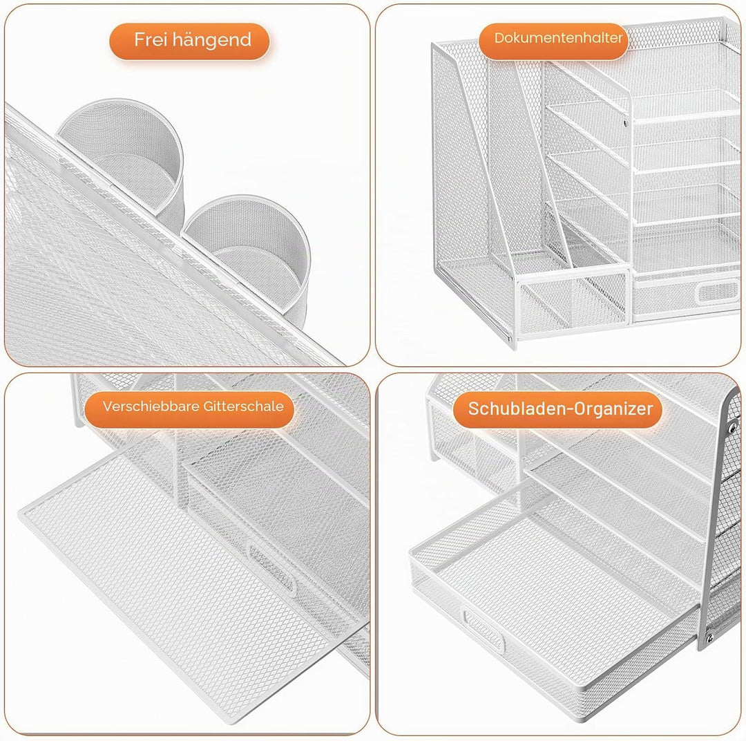 Marbrasse Schreibtisch Organizer mit Aktenhalter, 5 Ebenen Papier Briefablage mit Schublade und 2 St