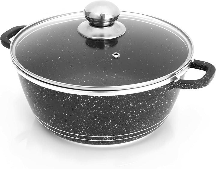 Retoo Topfset Kochtopfset Aluminium Kochgeschirr 12-teilig 4 Kochtöpfe 1 Bratpfanne 5 Glasdeckel 2 H