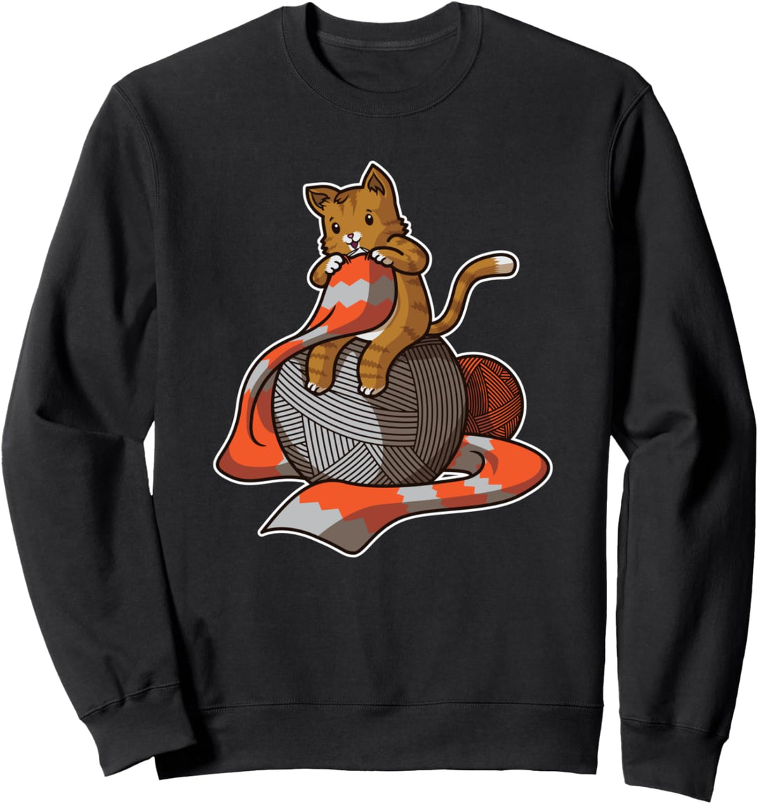 Strickendes Kätzchen - Stricken Katze Sweatshirt