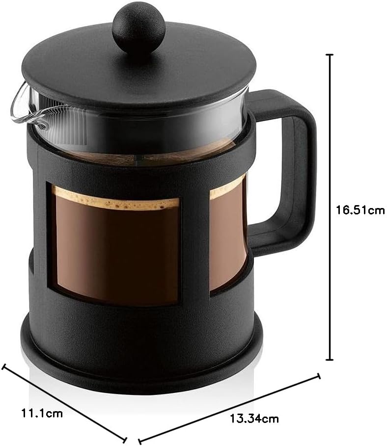 Bodum 1784-01 KENYA Kaffeebereiter (French Pressesystem, Spülmaschinengeeignet), schwarz, 0,5 L, 4 C