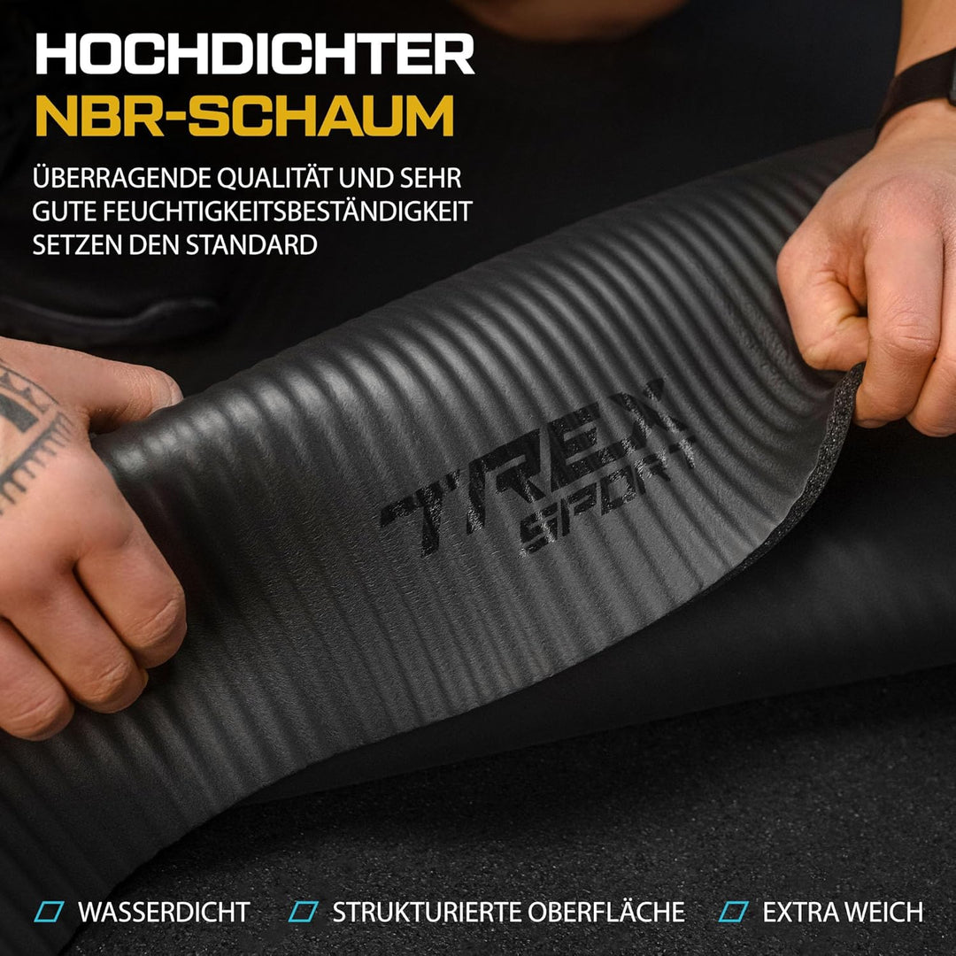 TREX SPORT Gymnastikmatte extra dick und weich | Fitnessmatte 180x60x1cm mit Tragegurt | Yogamatte r