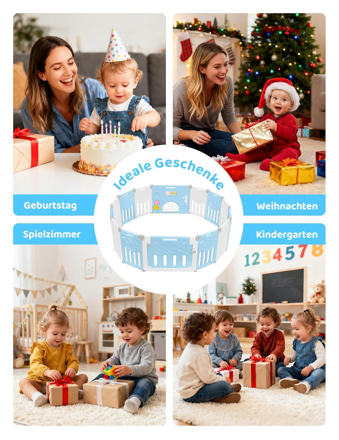 Dripex Laufstall Baby, 2 paneele, Laufgitter Baby, Baby Playpen, Laufstall in Anpassungsfähiger Form