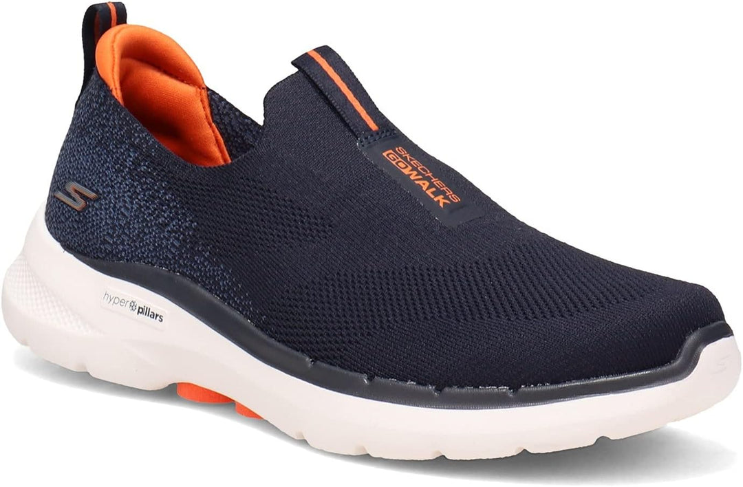 Skechers Herren Go Walk 6 Sneaker 42 EU Navy And Orange Textile, 42 EU Navy And Orange Textile