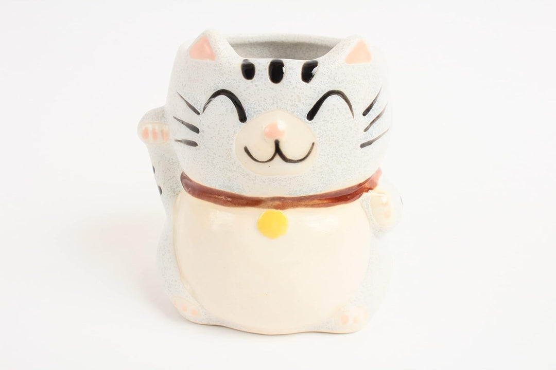Mino ware Tasse, japanische Keramik, Manekineko-Katze, hergestellt in Japan (Japan-Import), Babyblau