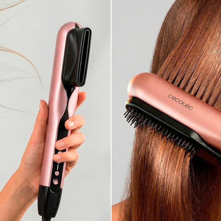 Cecotec Haarglätter AirLisse 2in1 ForceDry Duo Schwarz. Doppelheizplatte, 2 Zubehörteile, 1000 W, 11