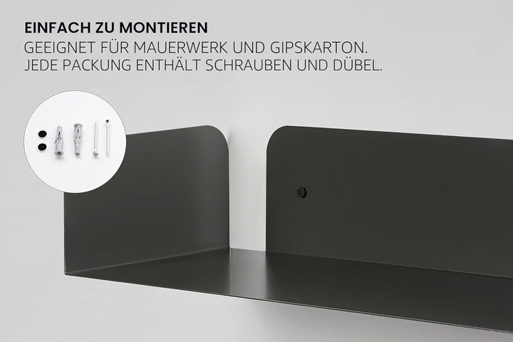 D-Segno Wandregal Metall - Regal Wand, Einzigartiges minimalistisches und modernes Design, Wandbuchh