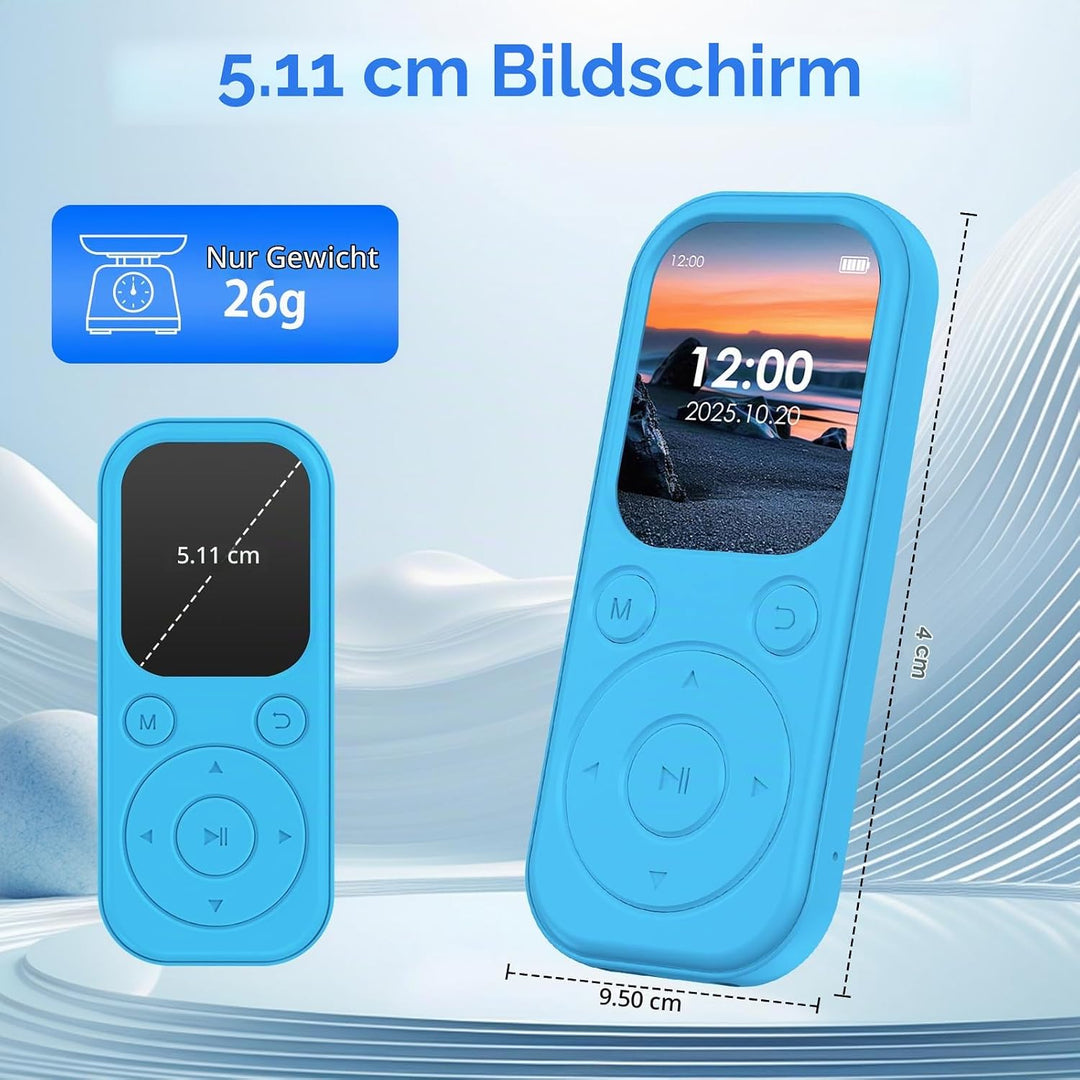 64 GB MP3-Player mit Bluetooth 5.3, tragbarer Musik-Player mit HiFi-Klangqualität und FM-Radio, 300