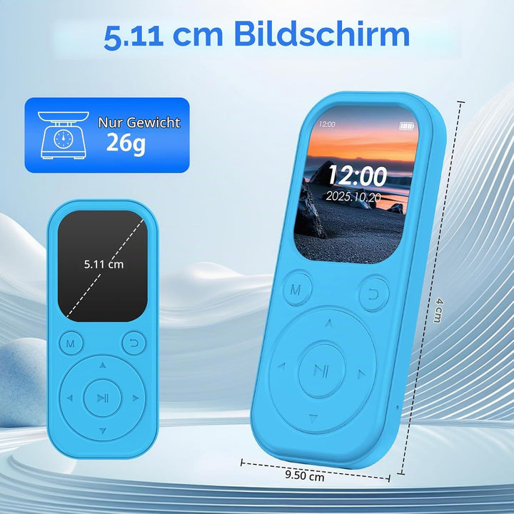 64 GB MP3-Player mit Bluetooth 5.3, tragbarer Musik-Player mit HiFi-Klangqualität und FM-Radio, 300