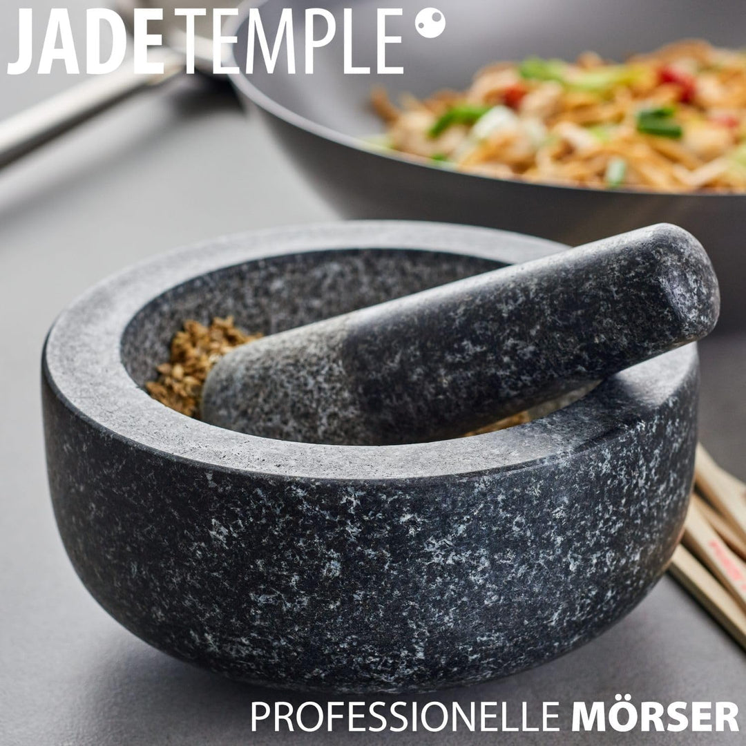 JADE TEMPLE 17170 Steinmörser mit Stössel im Set, effektives und einfaches mörsern, aus massivem Gra