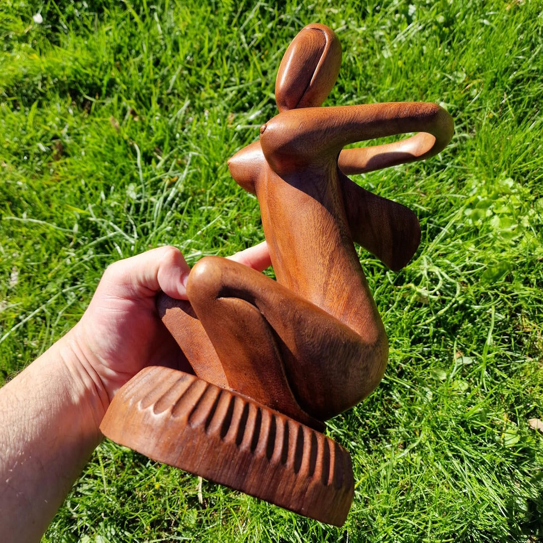 budawi® Weinflaschenhalter Frau Nackt | Holzskulptur aus Bali | Flaschenhalter Holzfigur | Handarbei