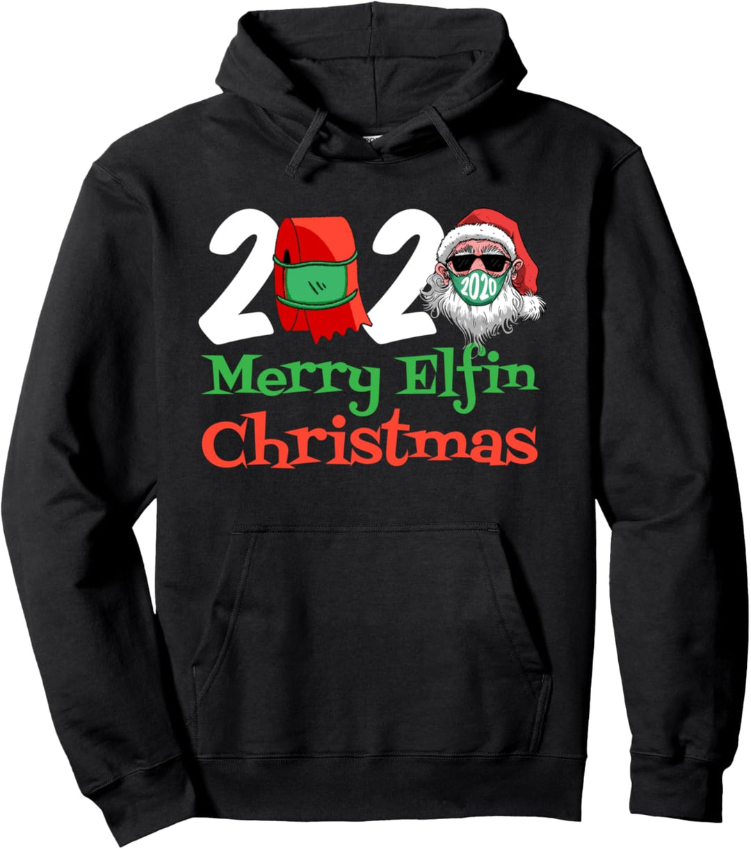 2020 Frohe Elfen Weihnachten Santa Face Mask Matching Family Pullover Hoodie