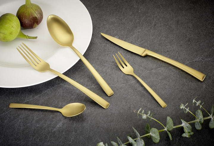 Echtwerk Tafelbesteck "Avelino" 30 teilig, Edelstahl 18/10, Gold mattiert, cm, 24, 5 x 4, 8 cm, 30 E