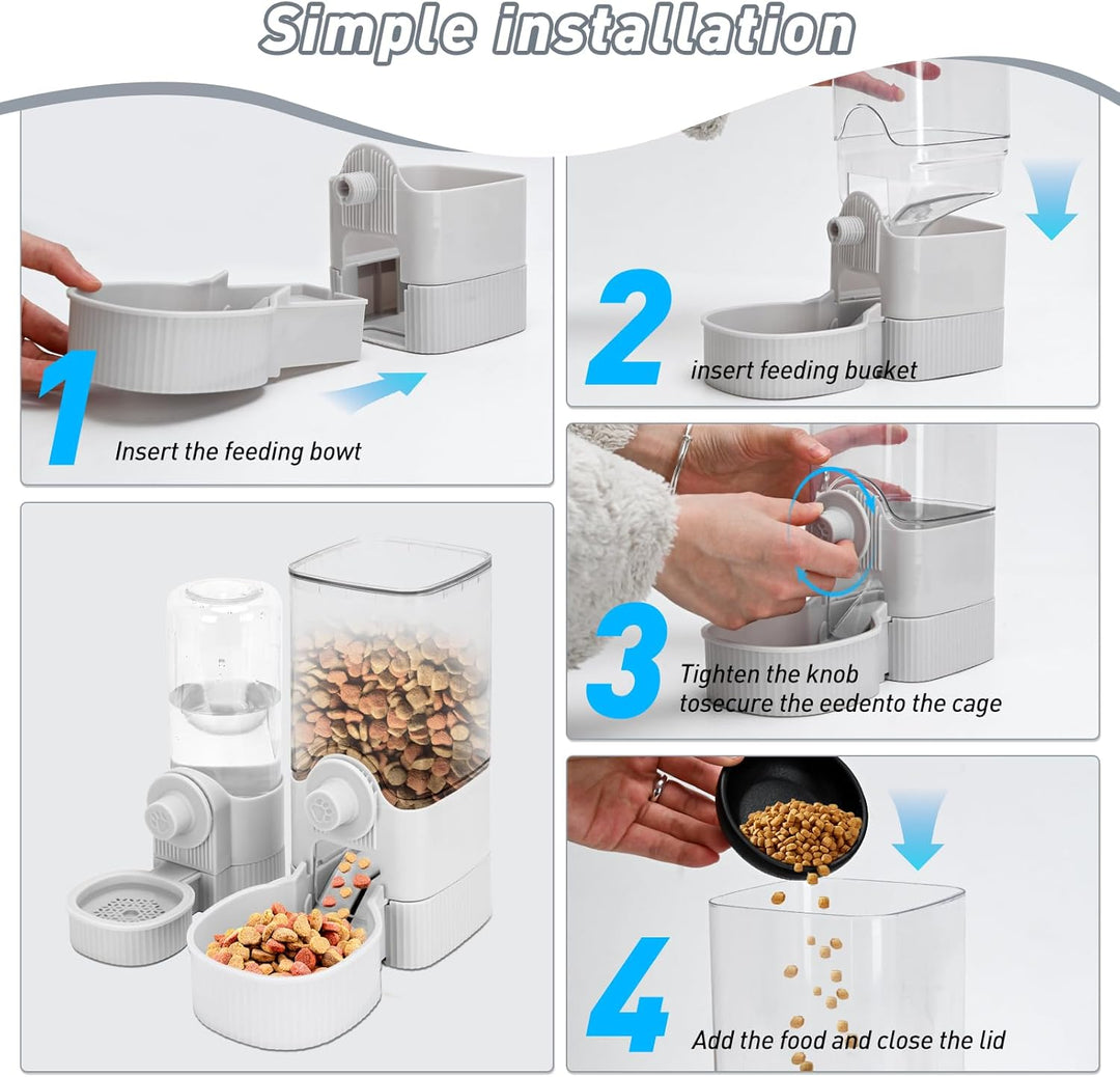 Automatische Haustierfütterung, 500ML/1200ML hängender automatischer Lebensmittelwasserspender, wasc