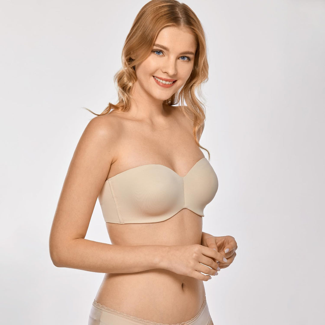 DELIMIRA Damen Minimizer Trägerloser BH mit Bügel Grosse Grössen Dirndl Bandeau BH ohne Polster 70E