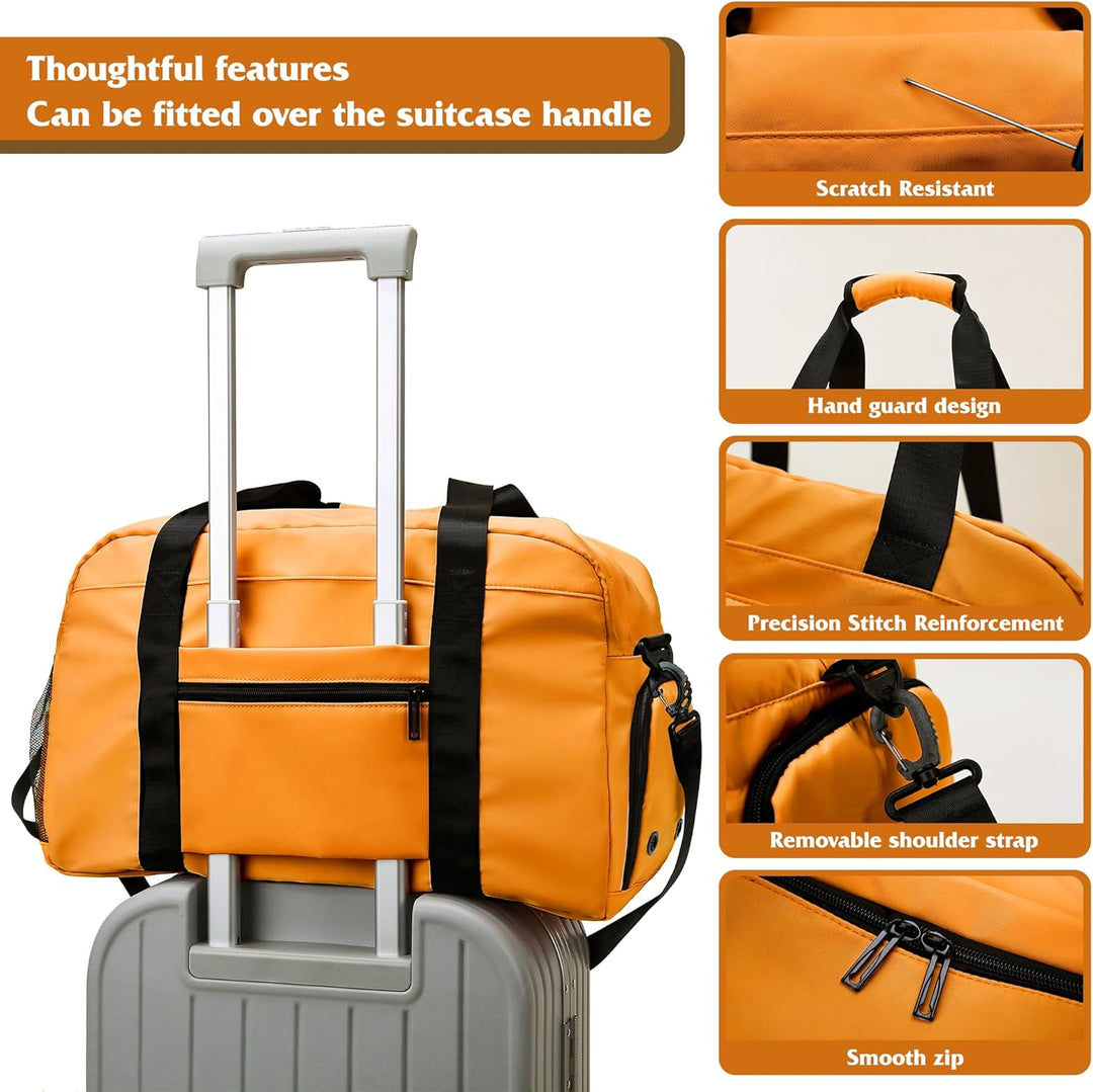 35L Sporttasche Damen Herren, Reisetasche mit Schuhfach und Nassfach, Wasserdichte Weekender Bag, Gy