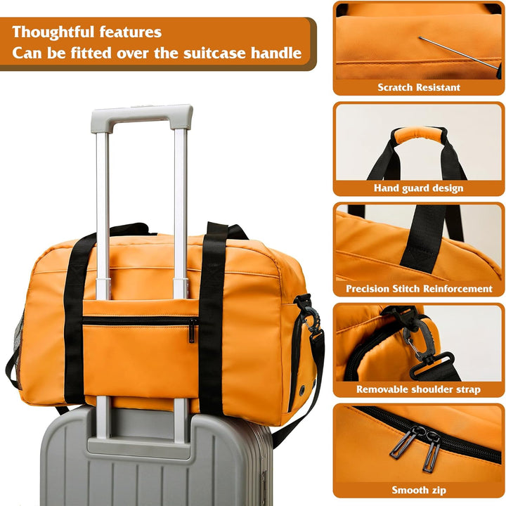 35L Sporttasche Damen Herren, Reisetasche mit Schuhfach und Nassfach, Wasserdichte Weekender Bag, Gy