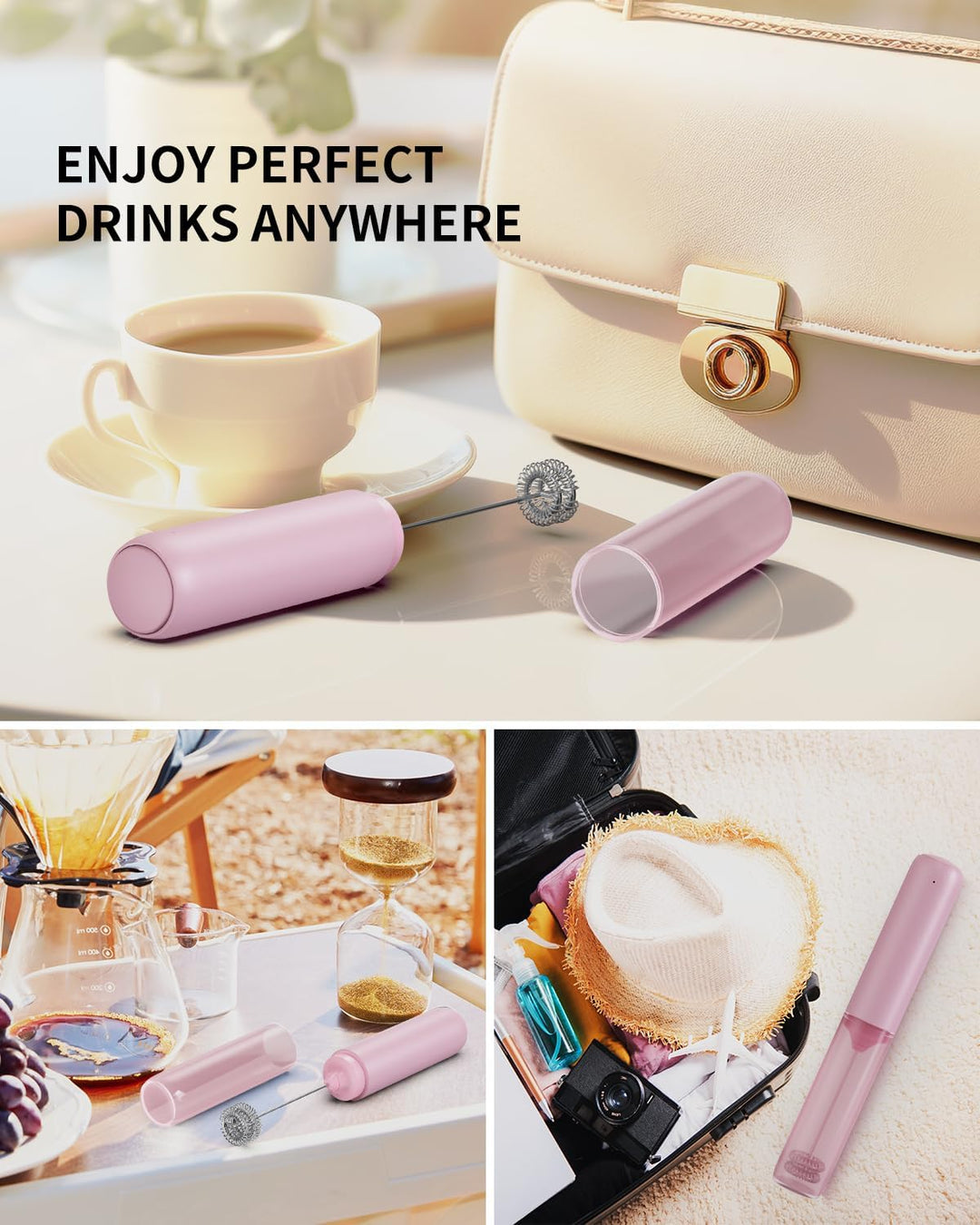 CIRCLE JOY Wiederaufladbarer Milchaufschäumer Handheld, Elektrischer Kaffee-Aufschäumer, Tragbarer H
