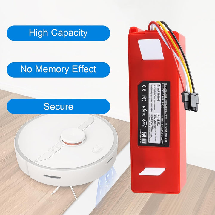14,4 V 6800 mAh Ersatzakku Kompatibel mit Xiaomi Roborock S5 S50 S51 S55 S6 S7 Mijia Xiaowa E4 E20 E