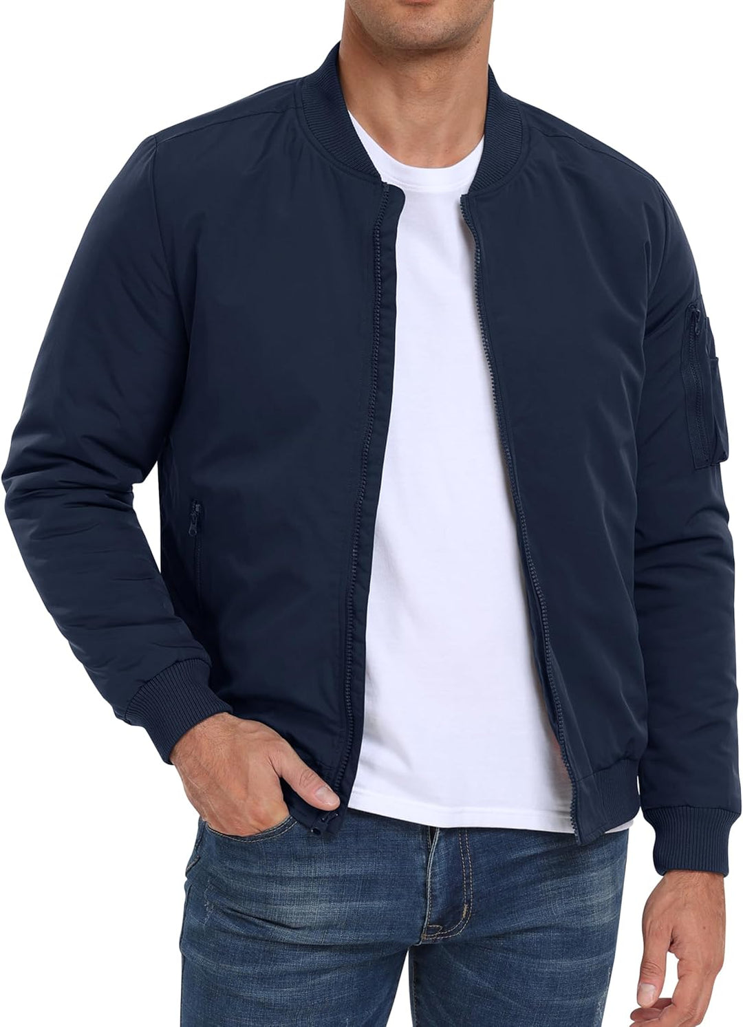 Bomberjacke Herren Warm Gefüttert Winterjacke Übergangsjacke US Fliegerjacke Militär Bomber Stehkrag