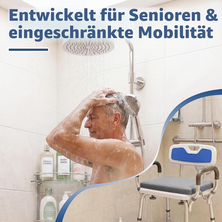 Duschsitzkissen rutschfest wasserdurchlässig grau, Grau