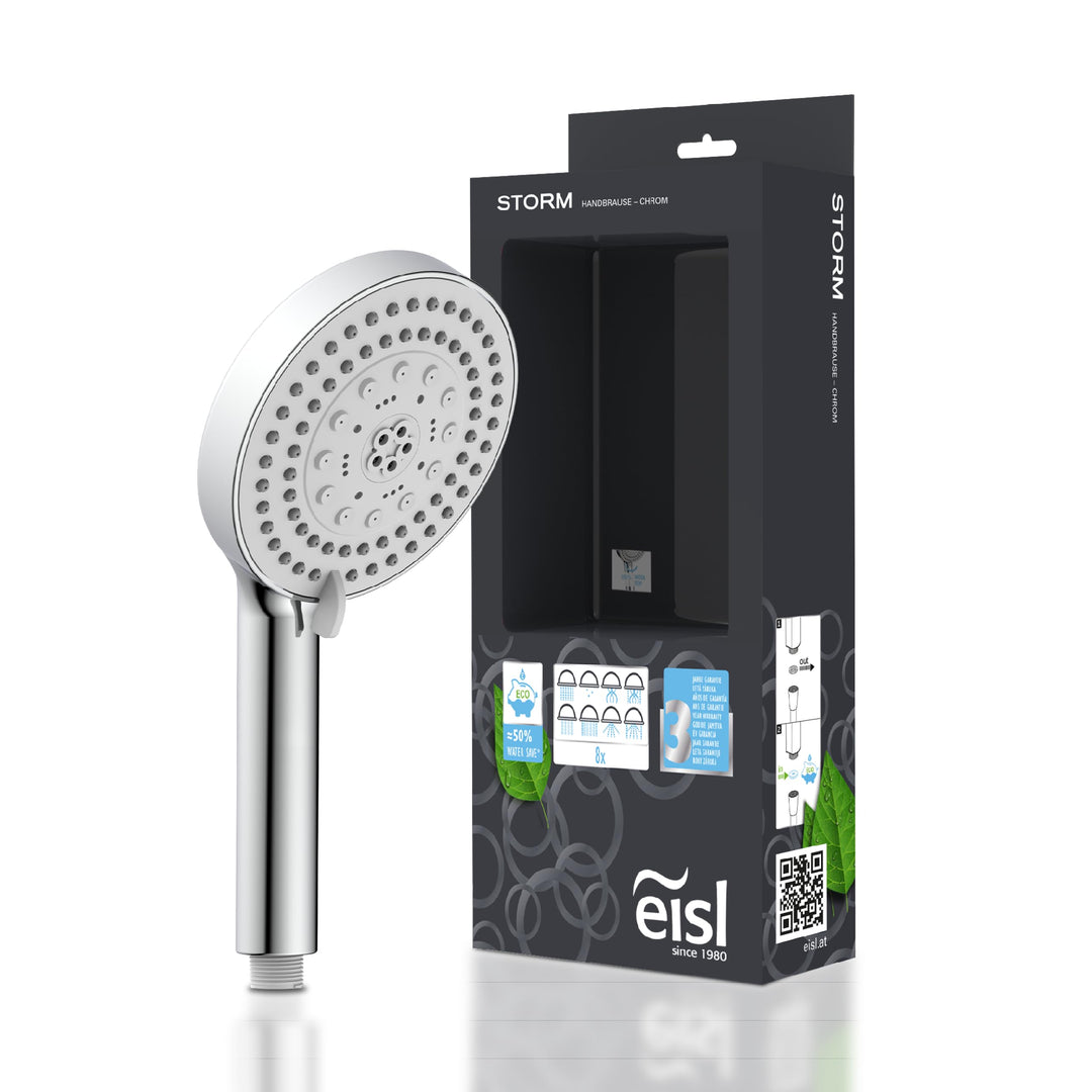 EISL DX5082 PARMA Duschkopf ohne Schlauch, wassersparende Handbrause, Duschbrause mit verschiedenen