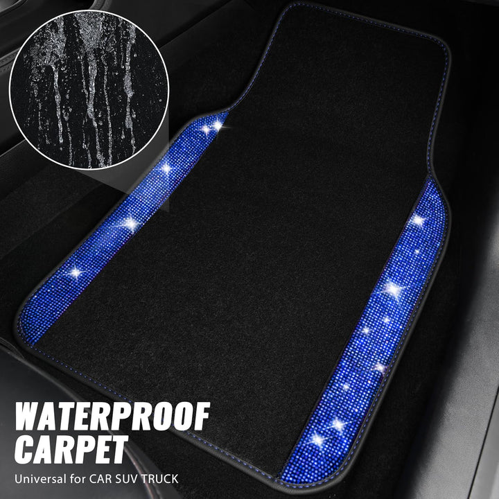 CAR PASS Bling Diamant Auto Fu?matten, Gl?nzend Glitzernder Kristall, Universal Fussmatten Auto mit