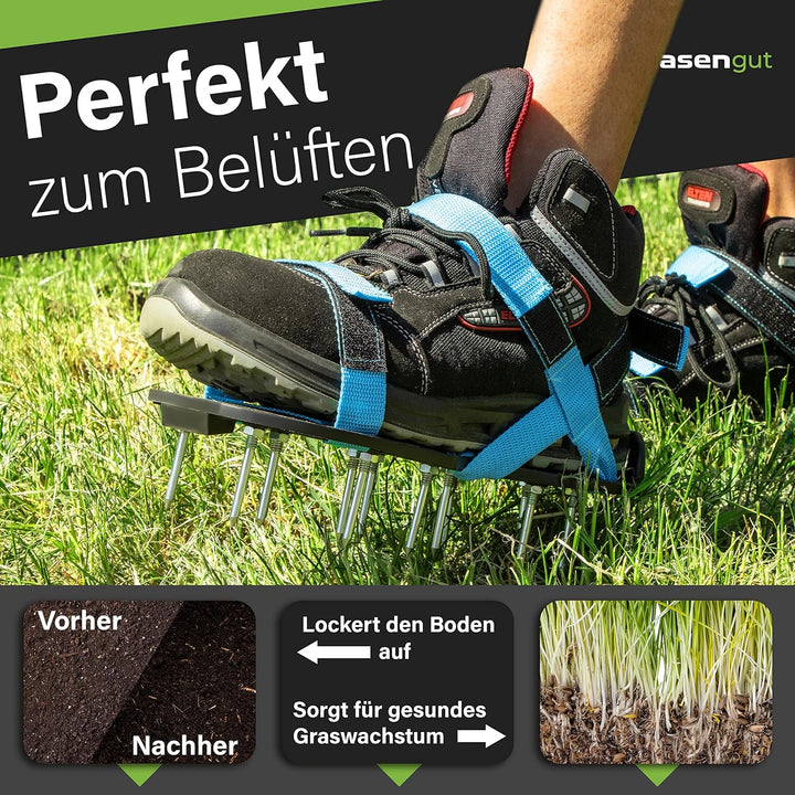 Rasengut Rasenlüfter Nagelschuhe für unkrautfreien Rasen - Hand Vertikutierer zum Rasen belüften und