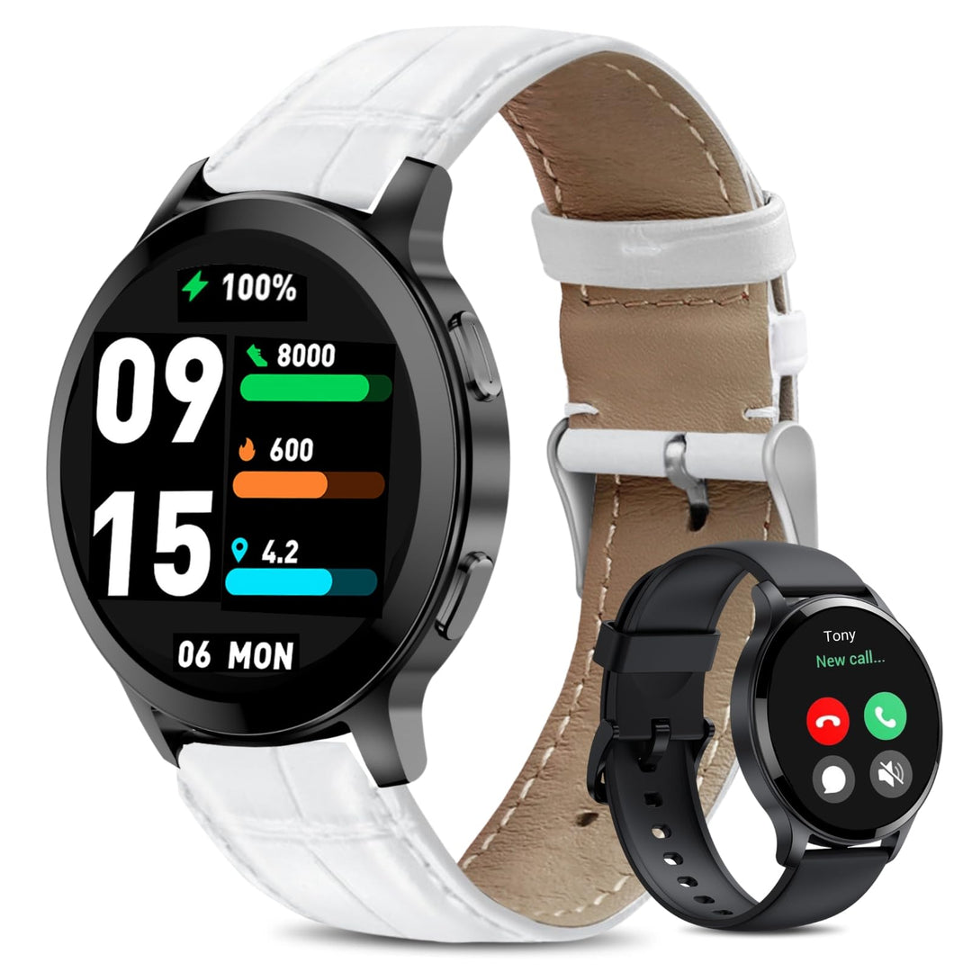 Smartwatch Herren Damen mit Telefonfunktion, 1.5" Fitnessuhr Armbanduhren Sportuhr mit Pulsmesser, M