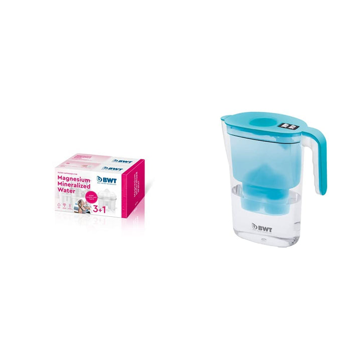 BWT - 814134 - Filterkartusche Magnesium Mineralized Water - 4 Stück im Set &amp; Tischwasserfilter Vida
