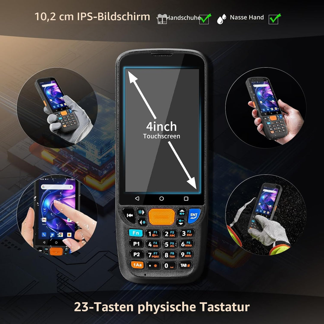 NETUM Android 11 Hand-Barcode-Scanner Q500, 4 + 64 GB mobiler Computer, Honeywell HS7 1D 2D Barcode-