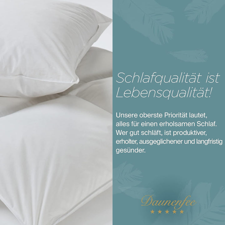 Daunenfee – hochwertiges Kopfkissen 80x80cm – gefüllt mit Natur-Federn – Handarbeit Made in Germany