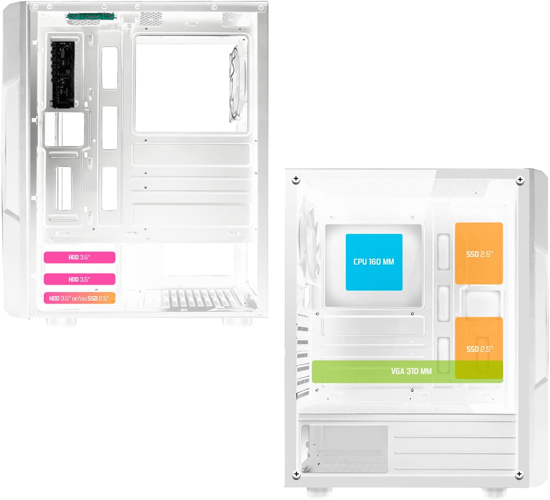 Spirit of Gamer - Clone III | PC Gehäuse Weiss RGB | Kompatibel ATX/mATX/ITX | Leerer Gaming Tower m