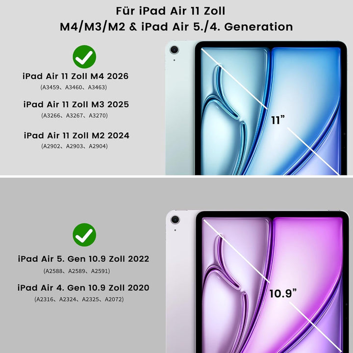 Hülle mit Tastatur für iPad Air 11 Zoll M3 2025 M2 2024/Air 5 Generation 2022 4 Gen 2020 10,9 Zoll,