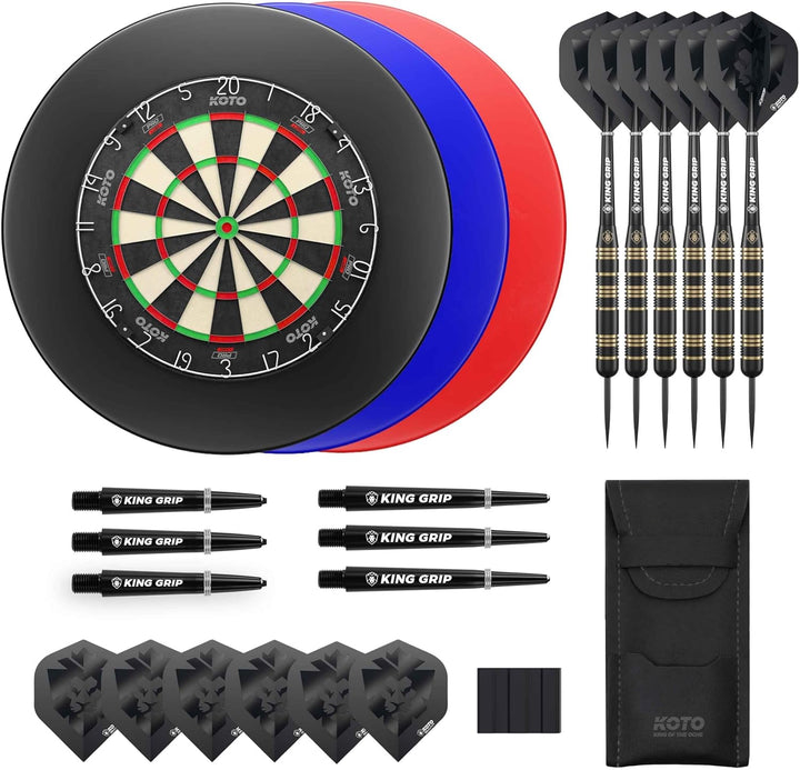 KOTO - King Pro Surround Dartset, 3 Barrels, 2 Sets Flights, 2 Sets Shafts (Short & medium), Dartwal