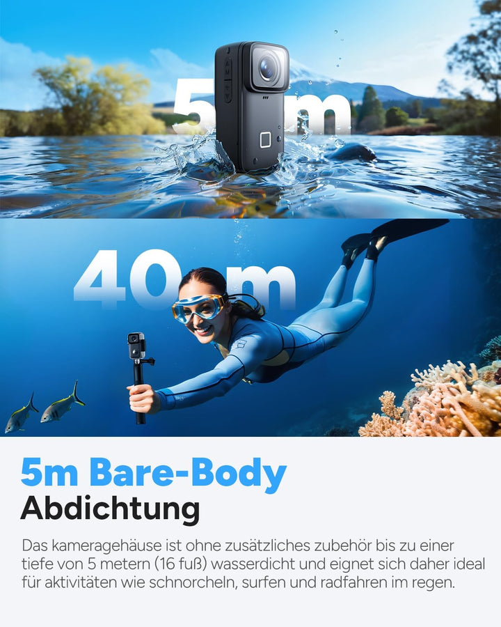 SJCAM C200 Pro Vlog Kamera 4K, Mini Unterwasserkamera, 135° Weitwinkel, 6-Achsen Bildstabilisation,