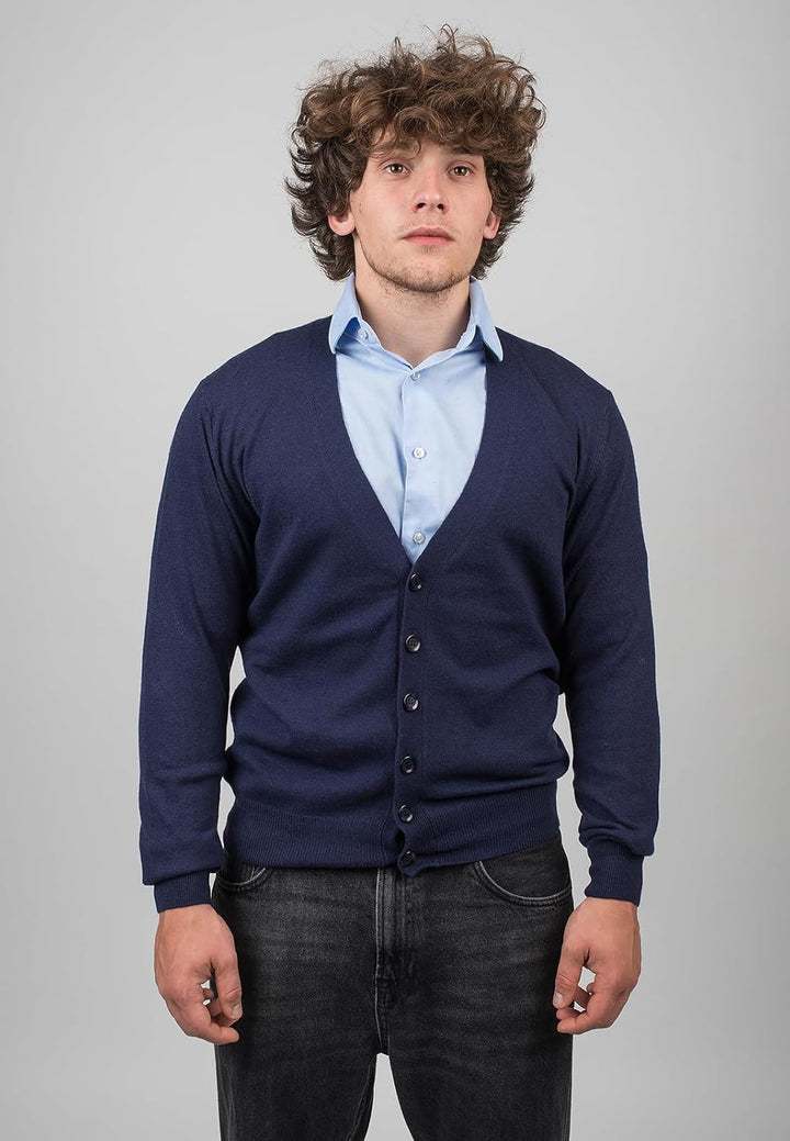 Dalle Piane Cashmere - Strickjacke aus gemischtem Kaschmir, Made in Italy - Herren S Blau, S Blau