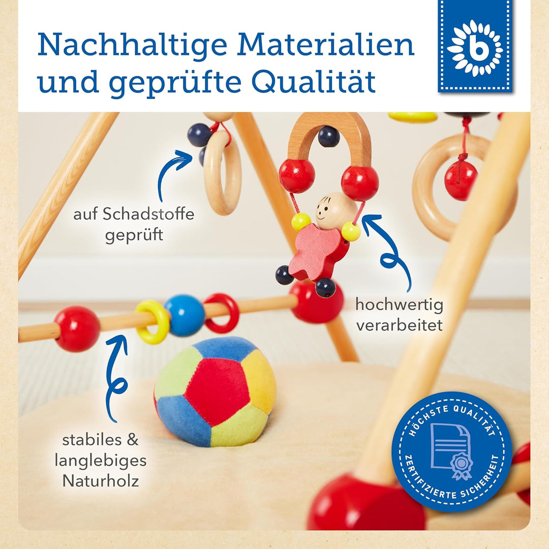 Bieco Spieltrapez | Spielbogen für Babys -Figuren, Rasseln, Kugeln- Höhenverstellbar | Spielebogen H