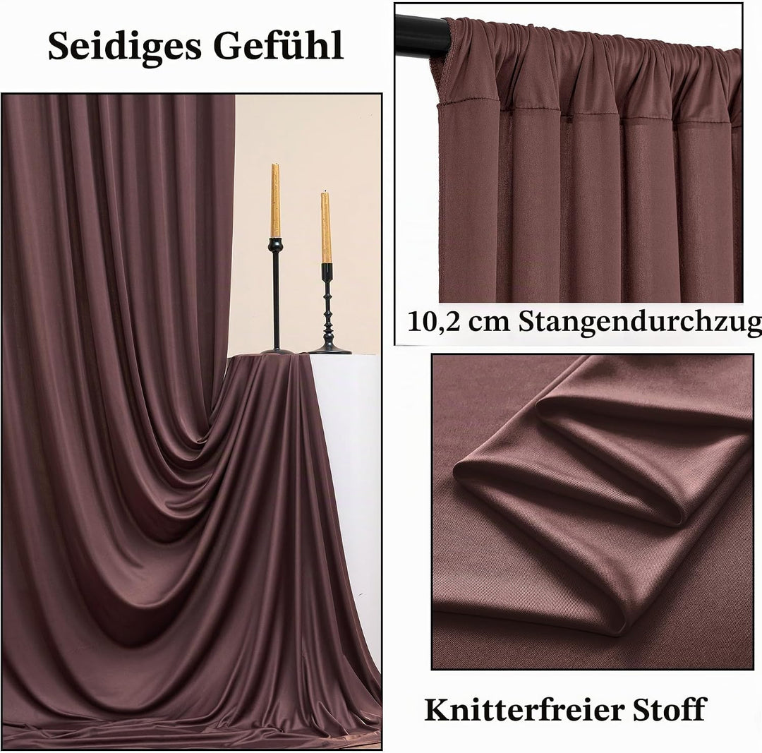 3x3 m Braun Vorhang für Kulissen und Party-Hintergrund - Polyester Hochzeit Hintergrund für Geburtst