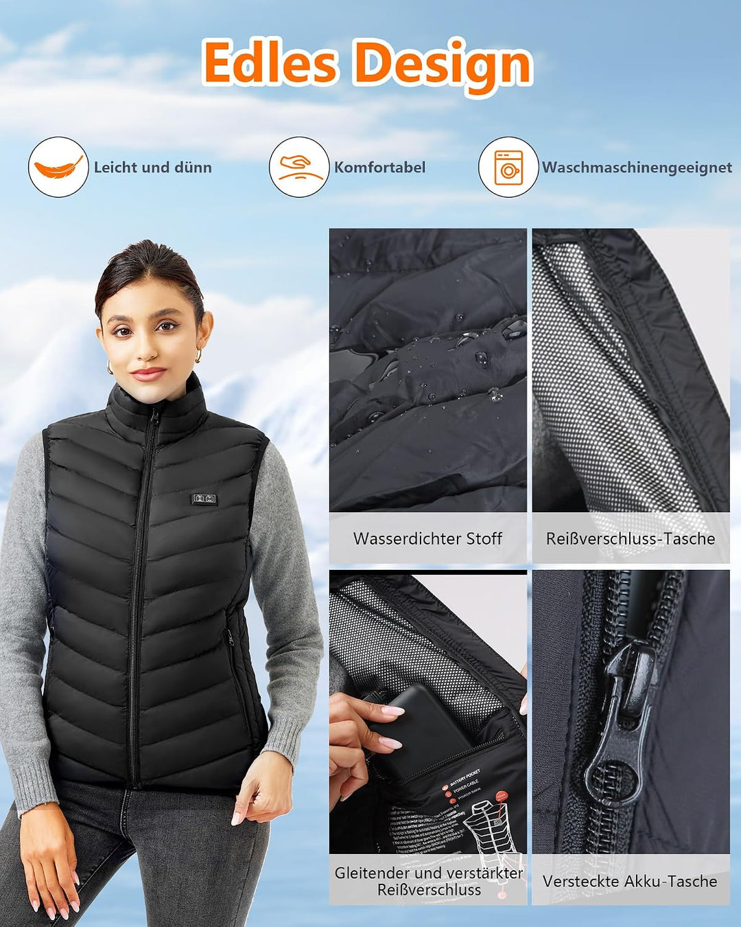 Beheizbare Jacke Herren und Damen, Winter Elektrische Herren Beheizte Jacke USB Lade Heizmantel Mit