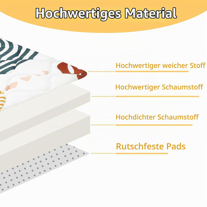 Spielmatte Baby 127×127cm mit Rutschfest, Extra Dicke 2cm Weiche Krabbelmatte Baby, Faltbar Krabbeld